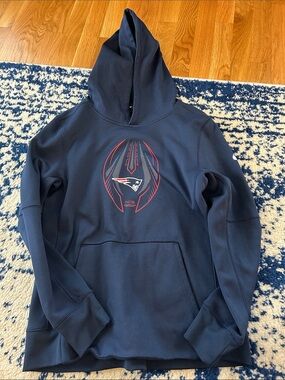 Nike Navy Blue Pullover Hoodie with Red & White Patriots Logo